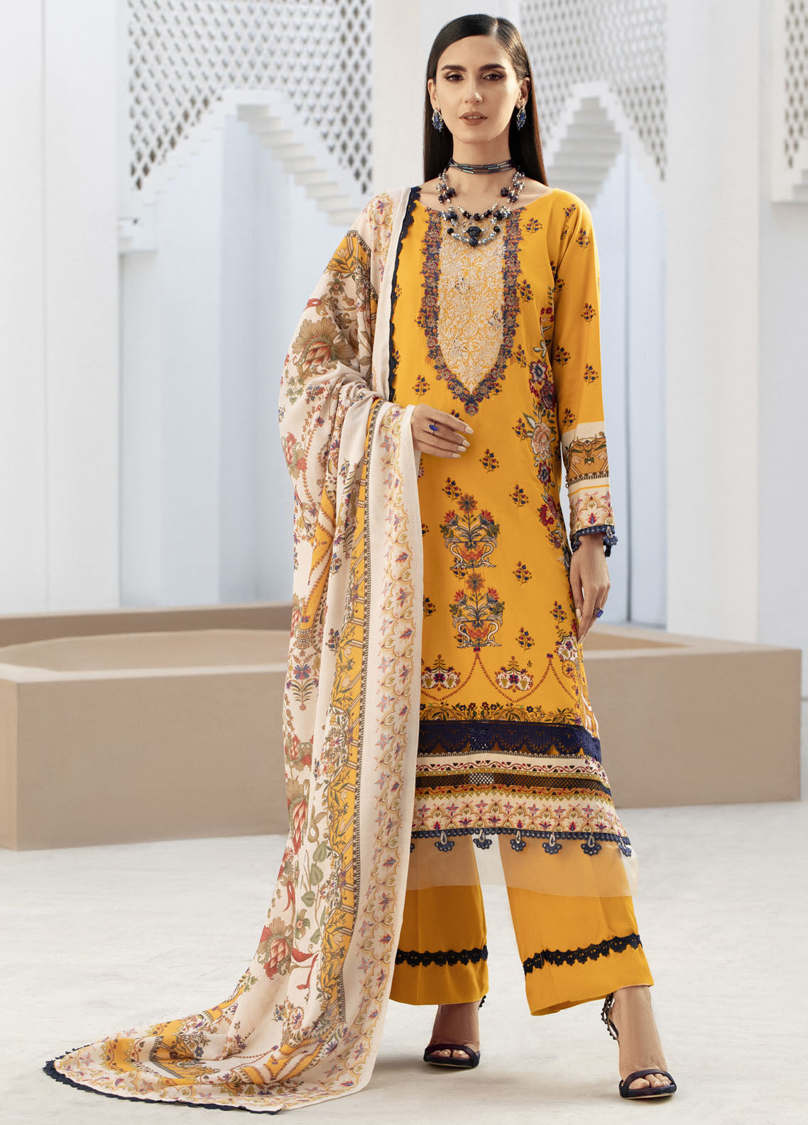 Blossom By Lala Textiles Unstitched Slub Linen Collection 2023 Iris