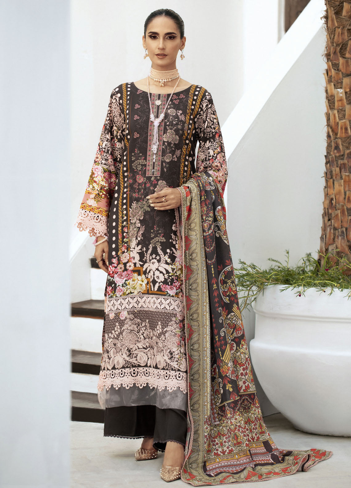 Blossom By Lala Textiles Unstitched Slub Linen Collection 2023 Saffron