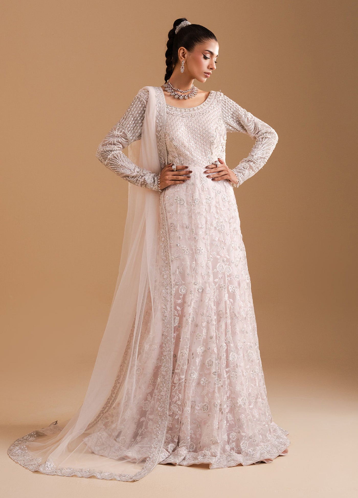 Afsanay by Zariya Luxury Embroidered Unstitched Chiffon 3 Piece Suits ZRY25LF D1 ZB50032 - Festive Collection