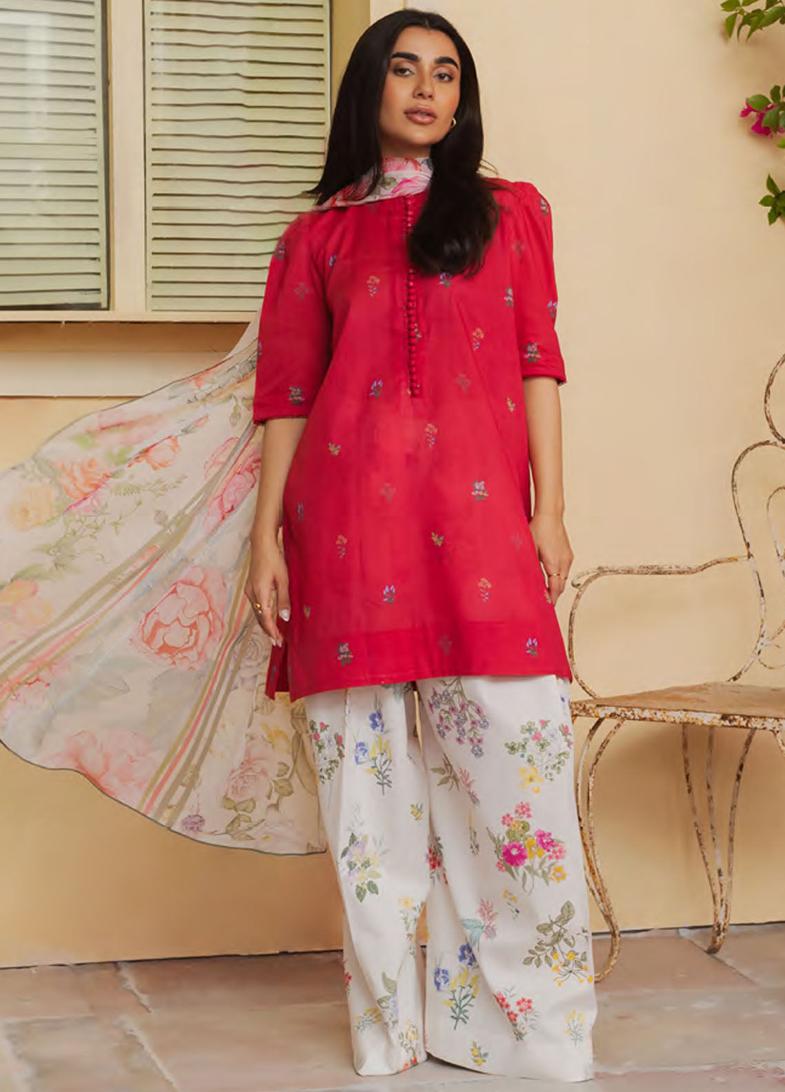 Coco Prints By Zara Shahjahan Unstitched Lawn Collection 2024 D-02 Coco Cherry