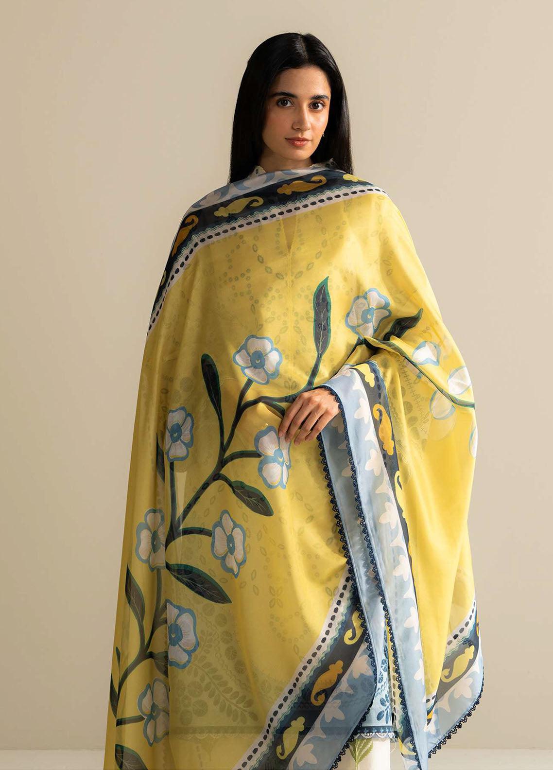 Coco Prints by Zara Shahjahan Printed Lawn Suits Unstitched 3 Piece CZS25PS D-02 A Nelea