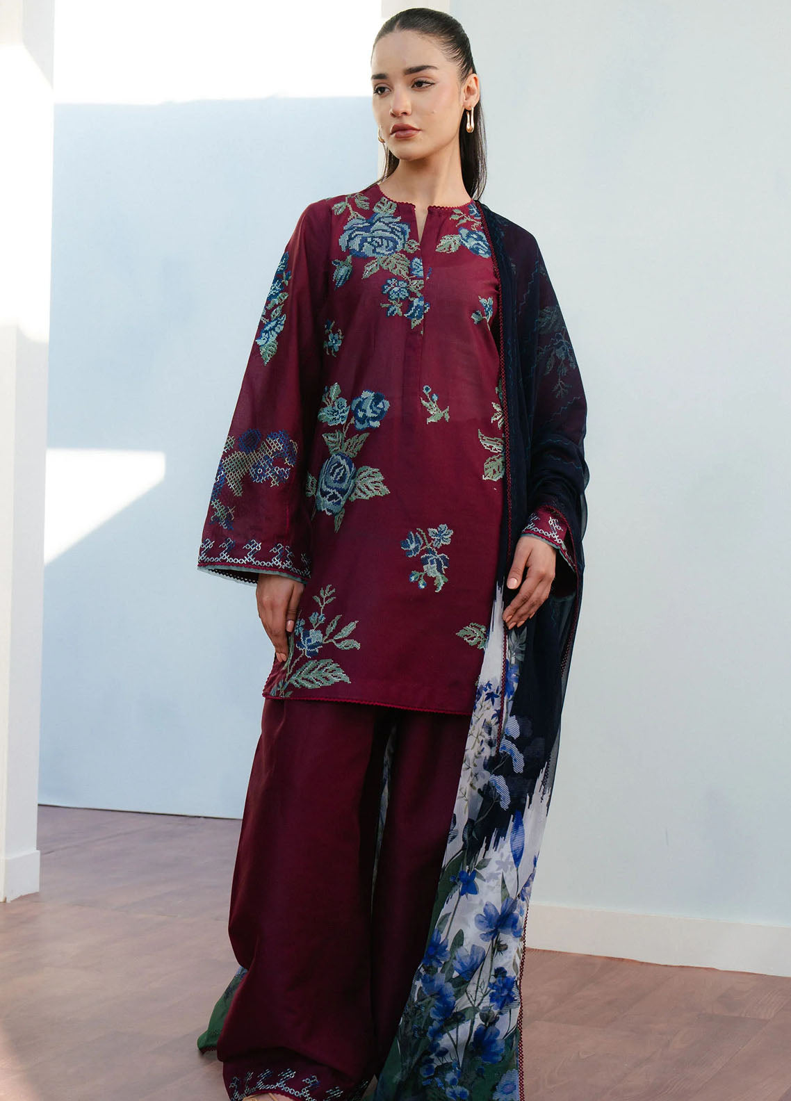 Coco By Zara Shahjahan Embroidered Lawn Suits Unstitched 3 Piece D4B Freya