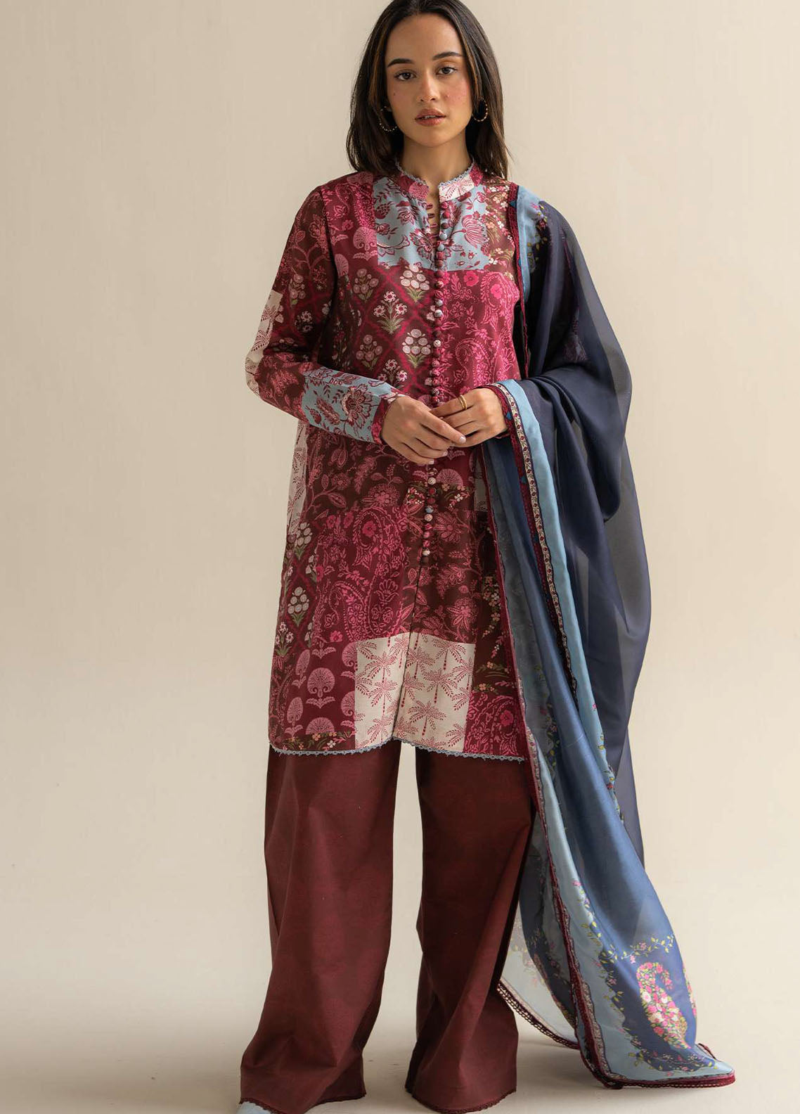 Coco Prints by Zara Shahjahan Printed Lawn Suits Unstitched 3 Piece CZS25PS D-05 A Mevi