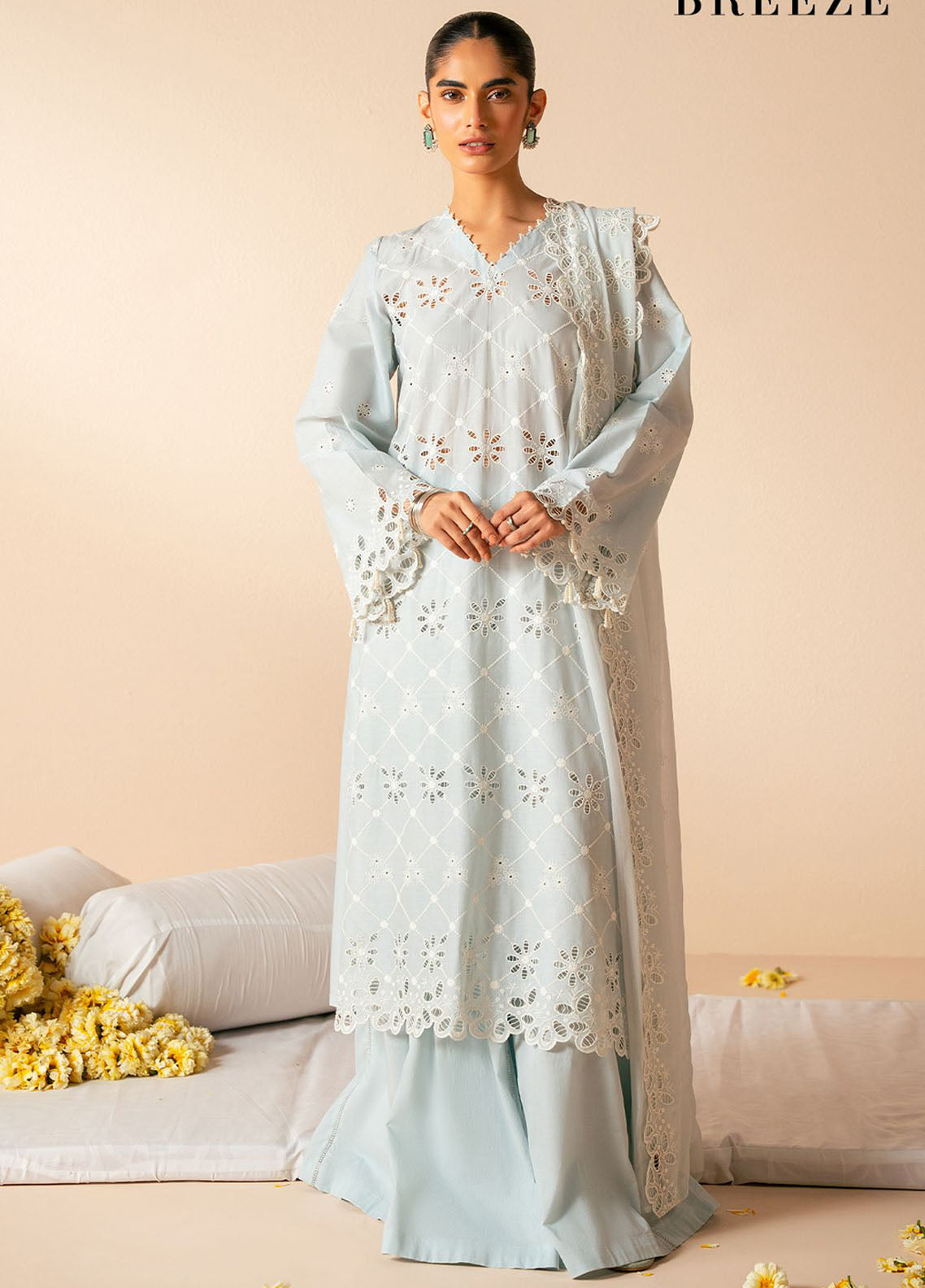 Cross Stitch Chikankari Lawn Suits Unstitched 3 Piece CS25CP Pastel Breeze
