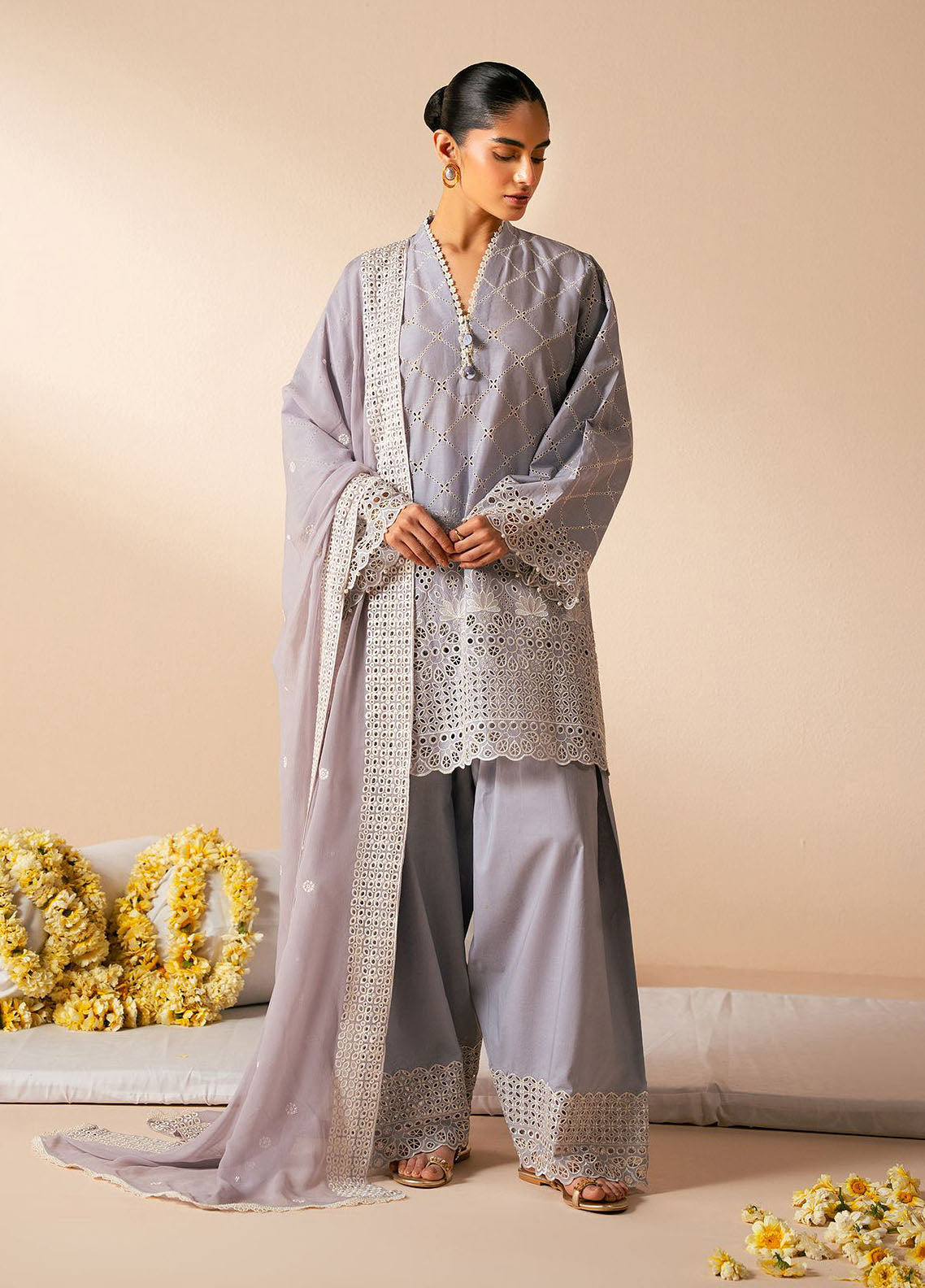 Cross Stitch Chikankari Lawn Suits Unstitched 3 Piece CS25CP Lavender Aura