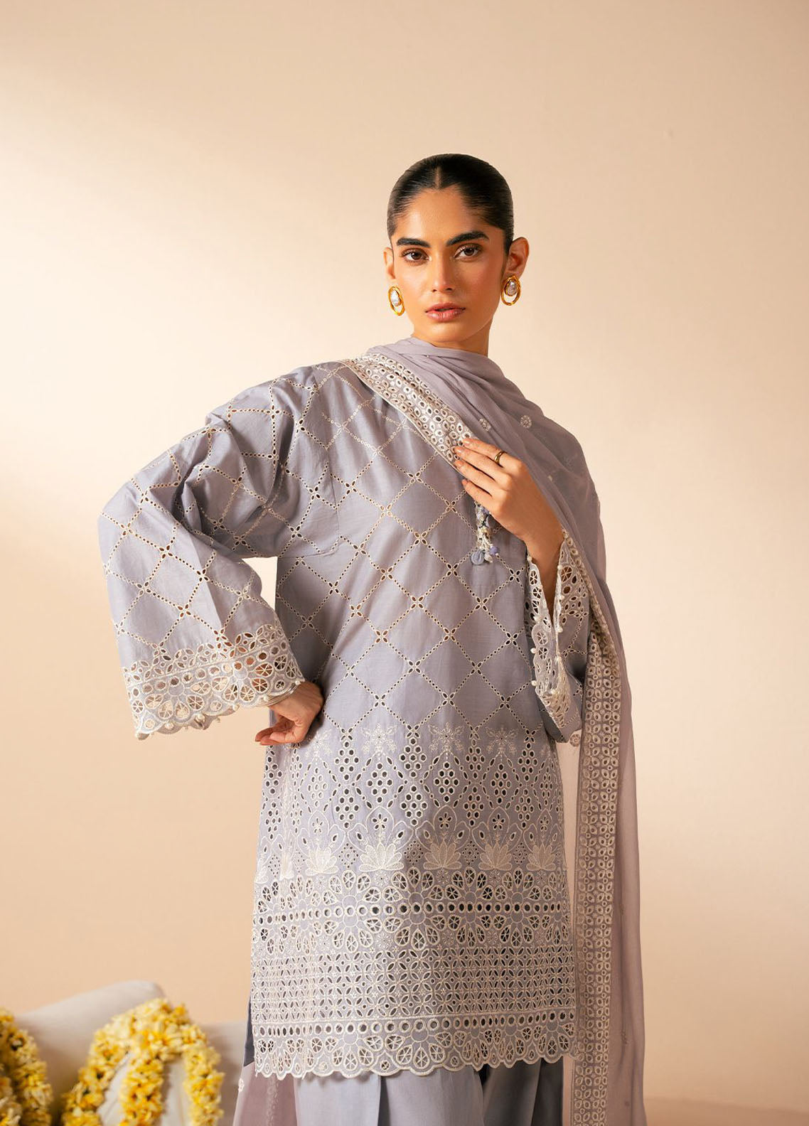 Cross Stitch Chikankari Lawn Suits Unstitched 3 Piece CS25CP Lavender Aura