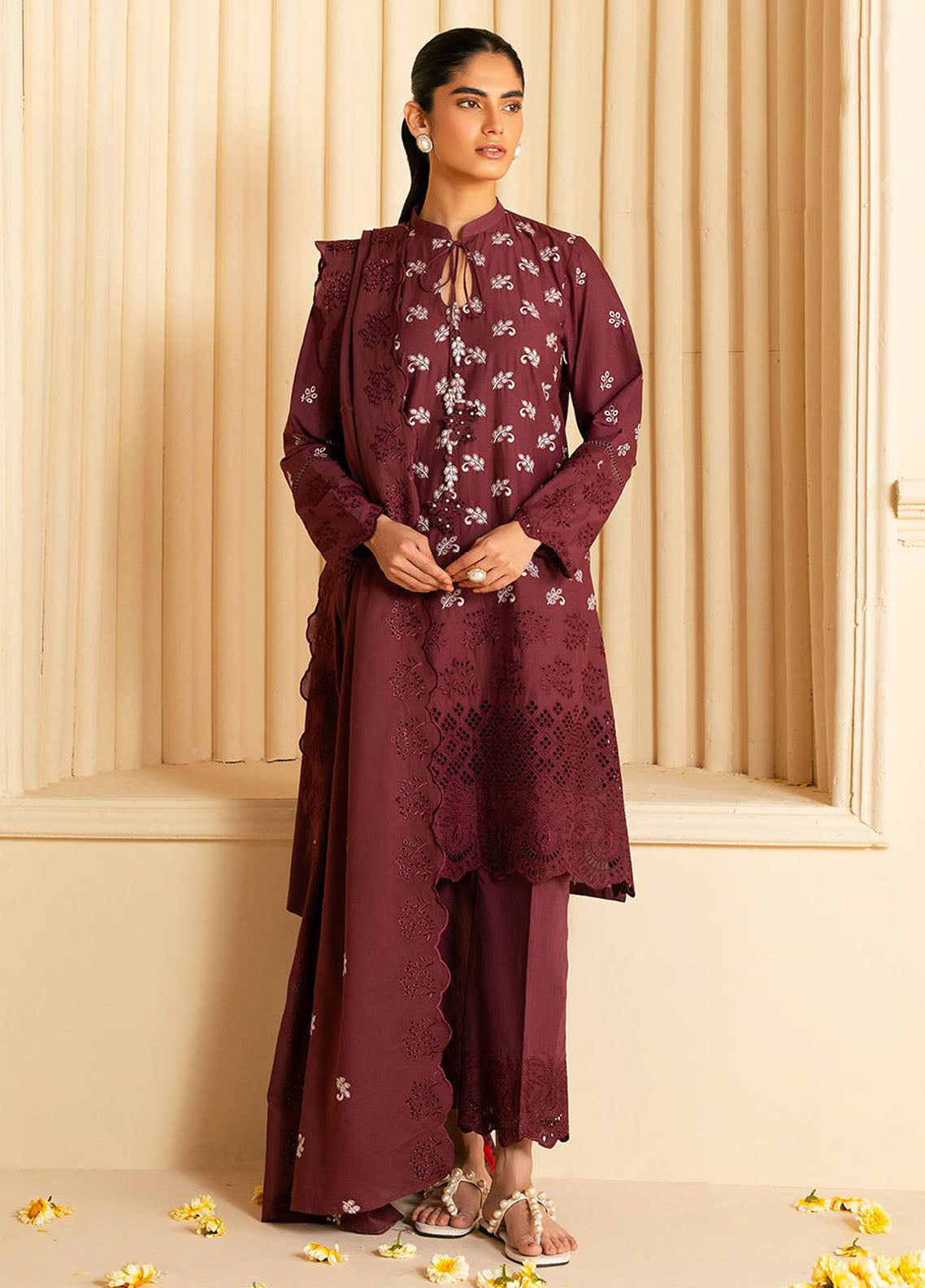 Cross Stitch Chikankari Lawn Suits Unstitched 3 Piece CS25CP Celestial Berry