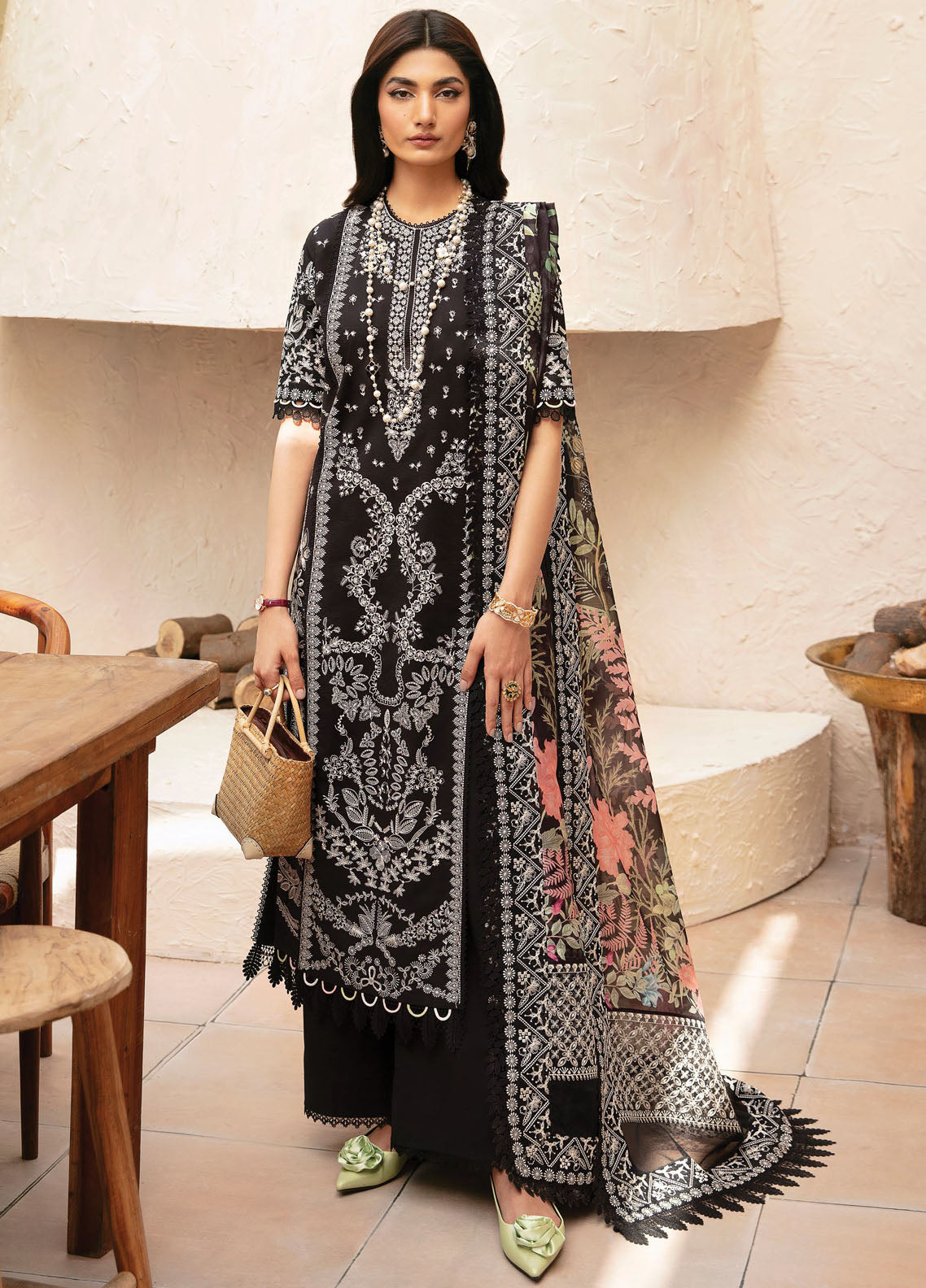 Cascade By Afrozeh Luxury Lawn Collection 2024 AL-24-LUX-V1-01 Mila