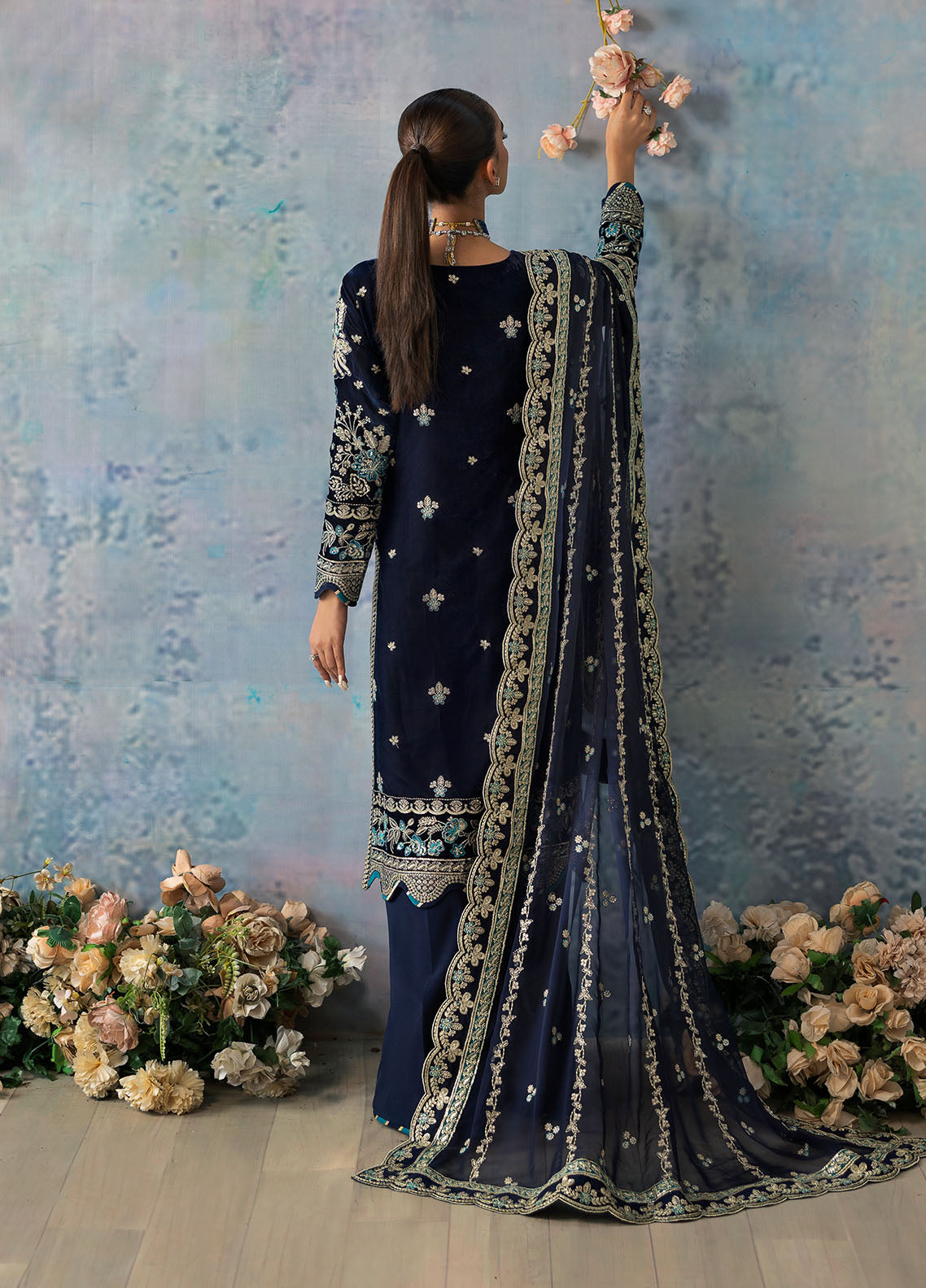 Celeste by Gulaal Unstitched Velvet Formals Collection 2024 GL-UV-24-07 Azure