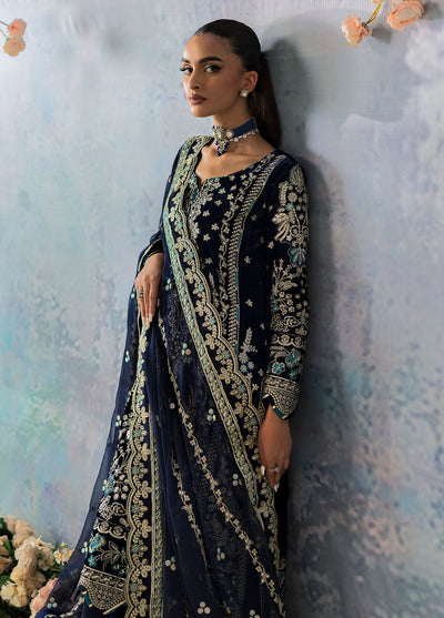 Celeste by Gulaal Unstitched Velvet Formals Collection 2024 GL-UV-24-07 Azure