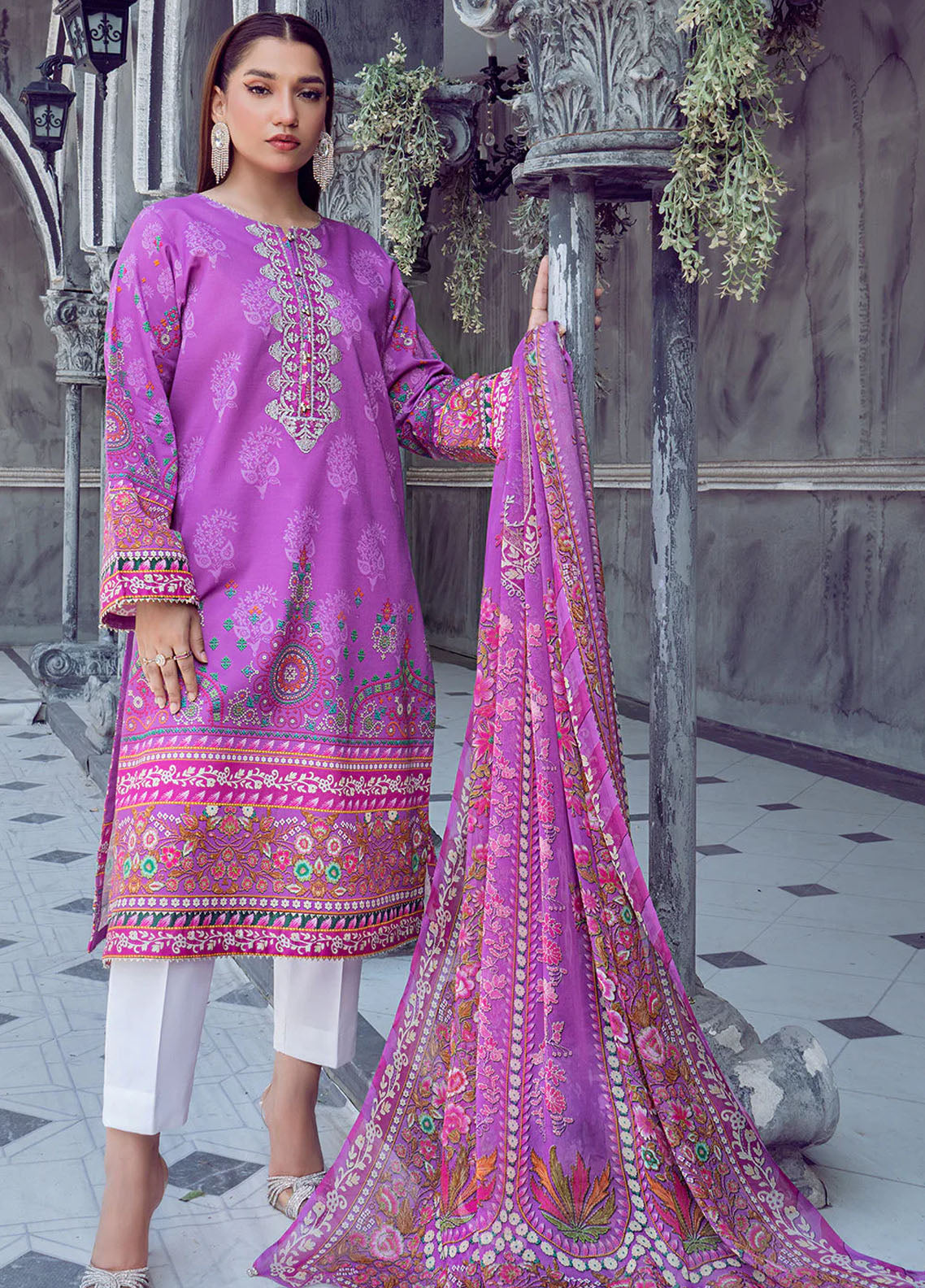 Chandan Nagri Pret Embroidered Lawn 3 Piece Suit Aster