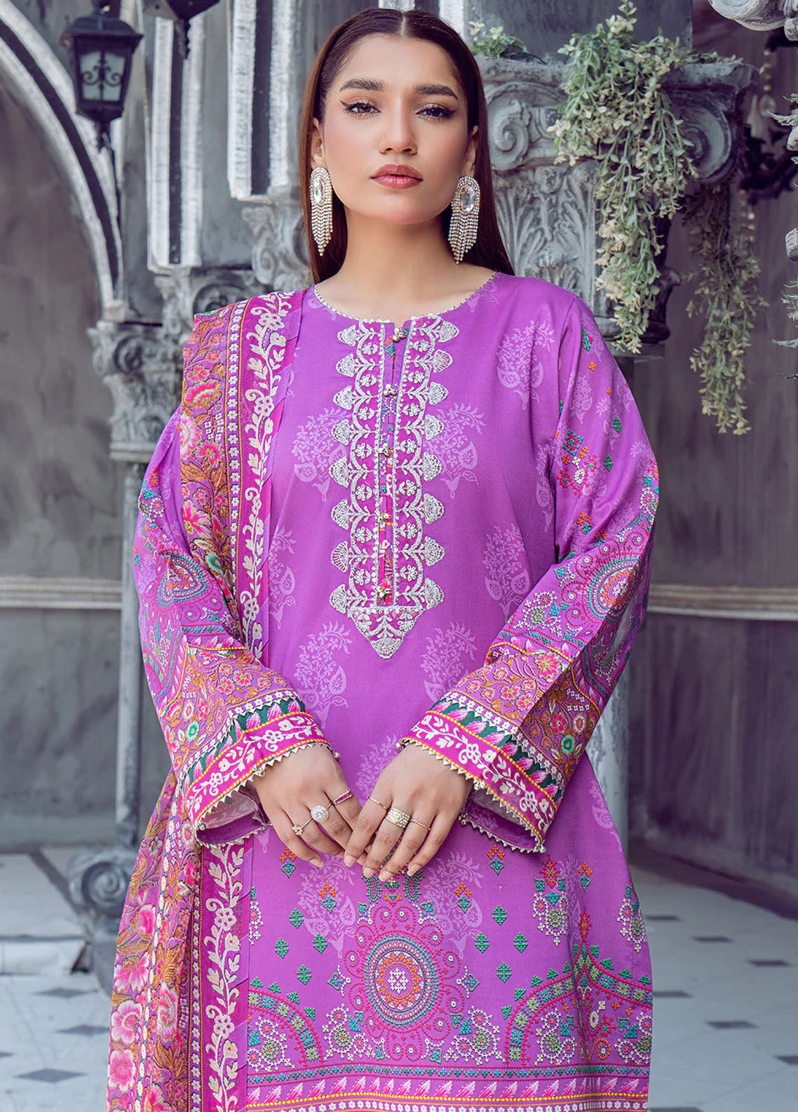 Chandan Nagri Pret Embroidered Lawn 3 Piece Suit Aster