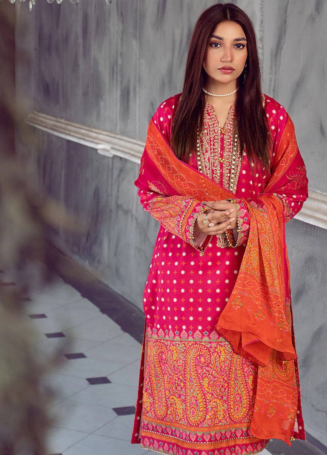 Chandan Nagri Pret Embroidered Lawn 3 Piece Suit Dahlia