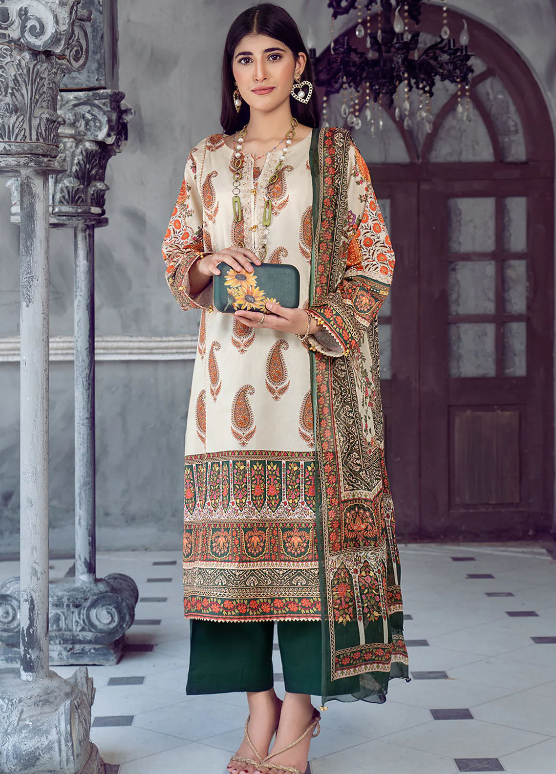 Chandan Nagri Pret Embroidered Lawn 3 Piece Suit Iris