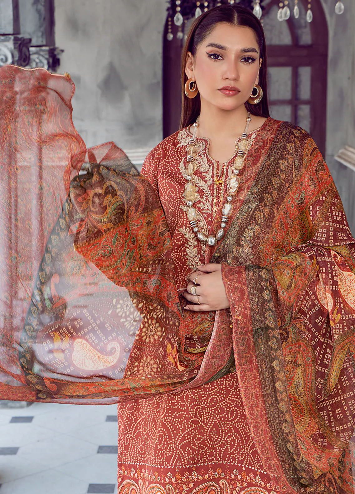 Chandan Nagri Pret Embroidered Lawn 3 Piece Suit Rose