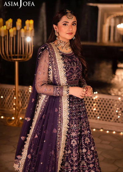 Chandni Raatein by Asim Jofa Embroidered Net Suits Unstitched 3 Piece AJ24CR AJCR-03 - Formal Collection