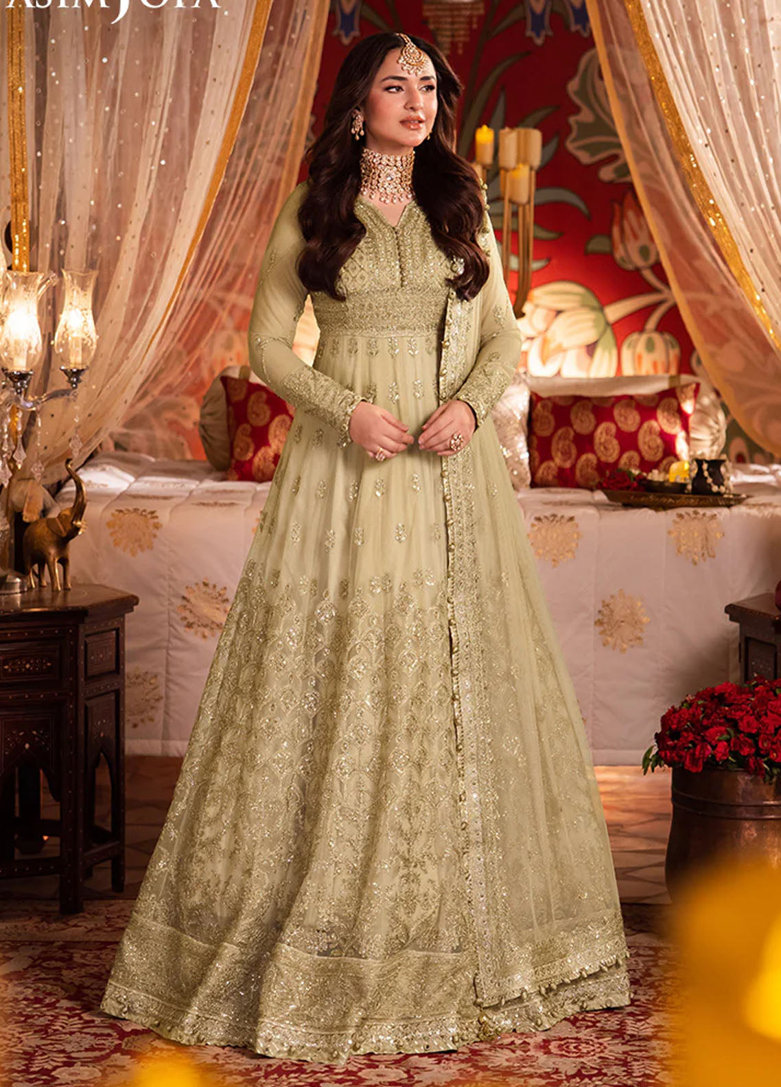 Chandni Raatein by Asim Jofa Embroidered Net Suits Unstitched 3 Piece AJ24CR AJCR-08 - Formal Collection