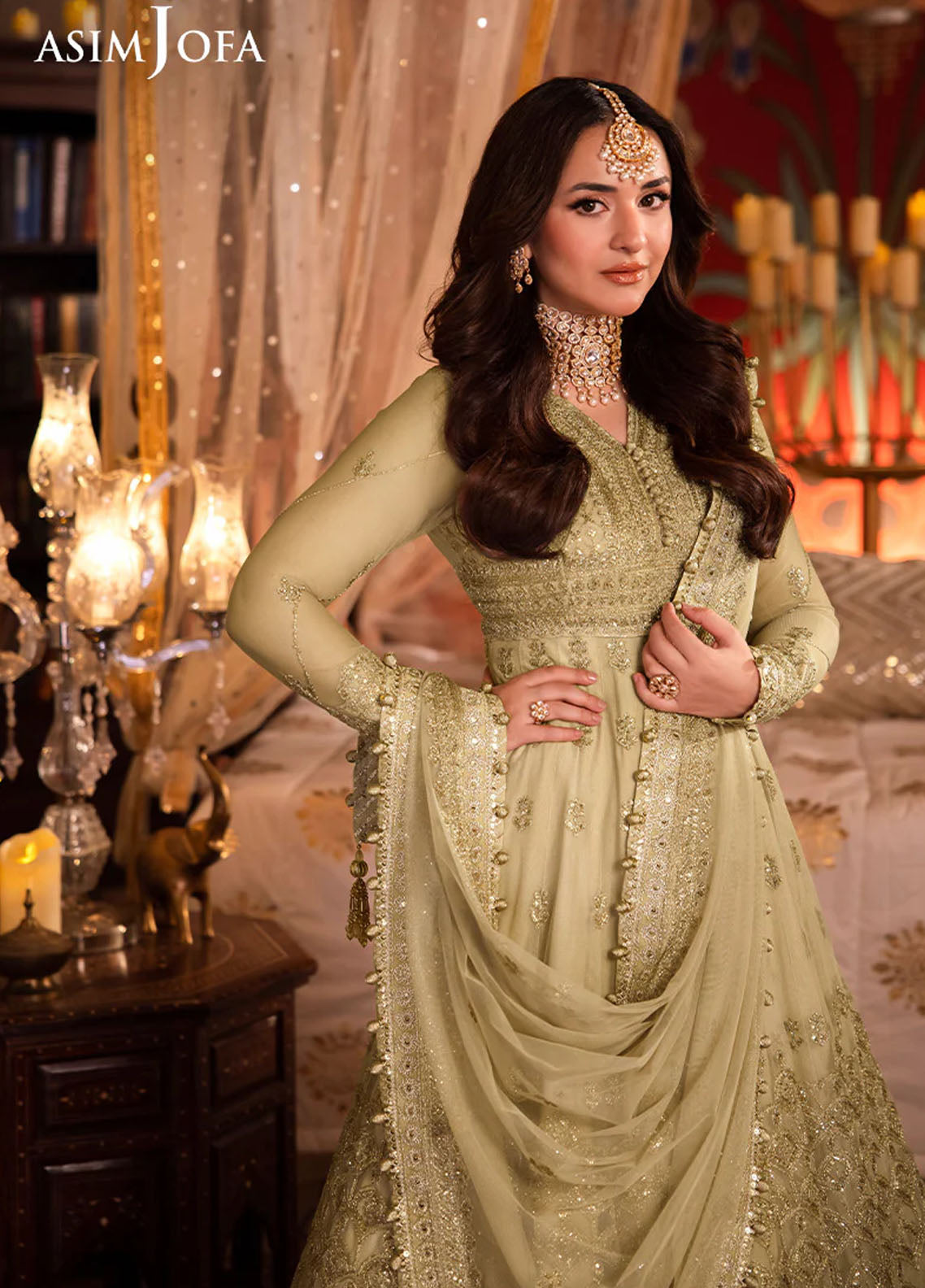 Chandni Raatein by Asim Jofa Embroidered Net Suits Unstitched 3 Piece AJ24CR AJCR-08 - Formal Collection