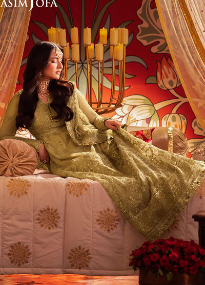 Chandni Raatein by Asim Jofa Embroidered Net Suits Unstitched 3 Piece AJ24CR AJCR-08 - Formal Collection