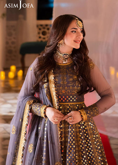 Chandni Raatein by Asim Jofa Embroidered Net Suits Unstitched 3 Piece AJ24CR AJCR-10 - Formal Collection