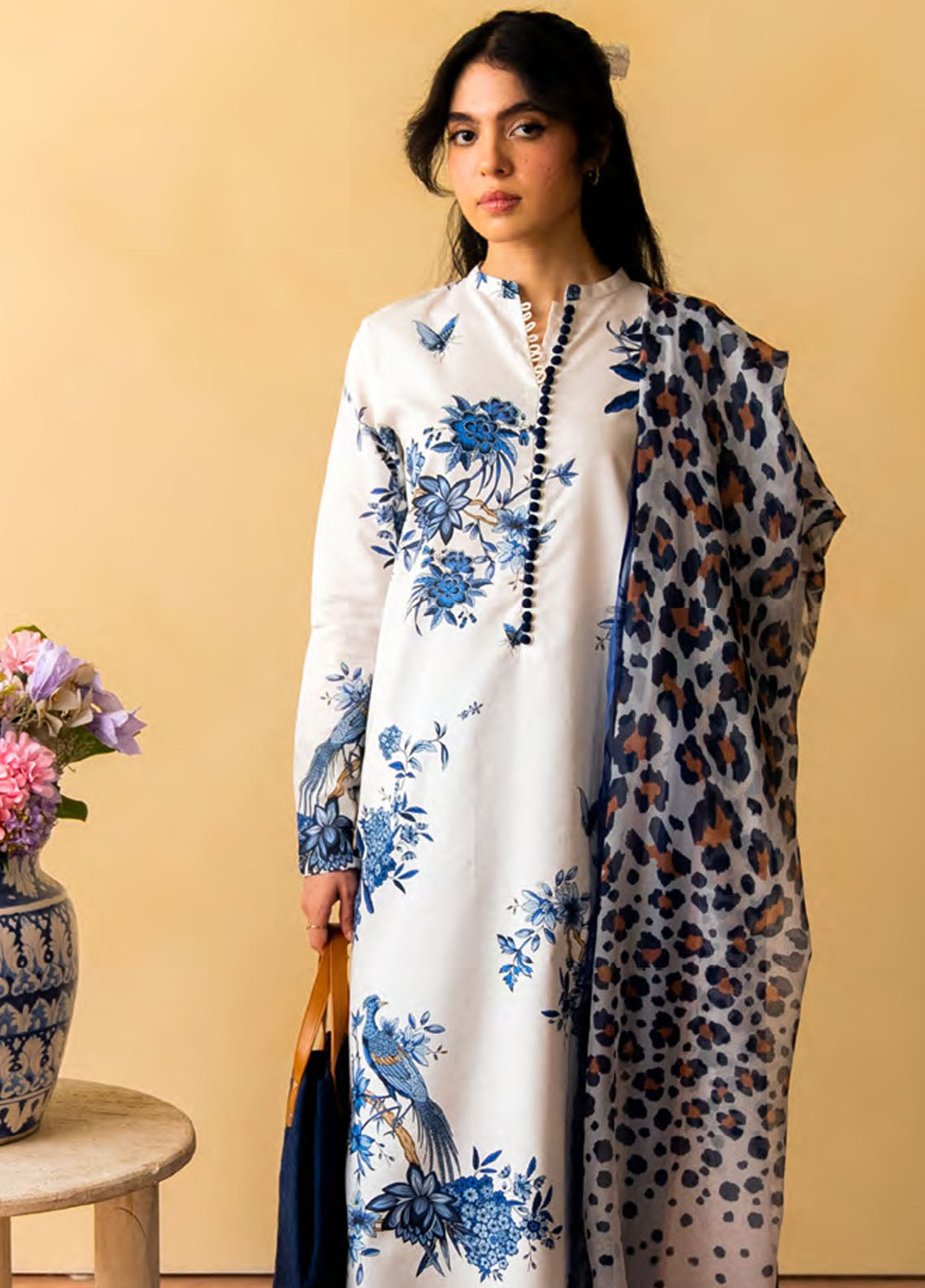 Coco Prints By Zara Shahjahan Unstitched Lawn Collection 2024 D-03 Indigo