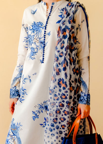 Coco Prints By Zara Shahjahan Unstitched Lawn Collection 2024 D-03 Indigo