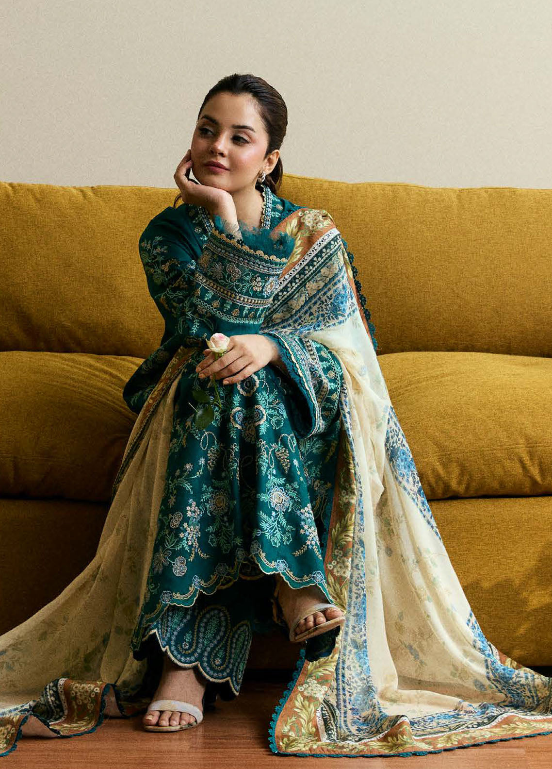 Coco by Zara Shah Jahan Embroidered Lawn Suits Unstitched 3 Piece CZS25EE D-04 Merigold