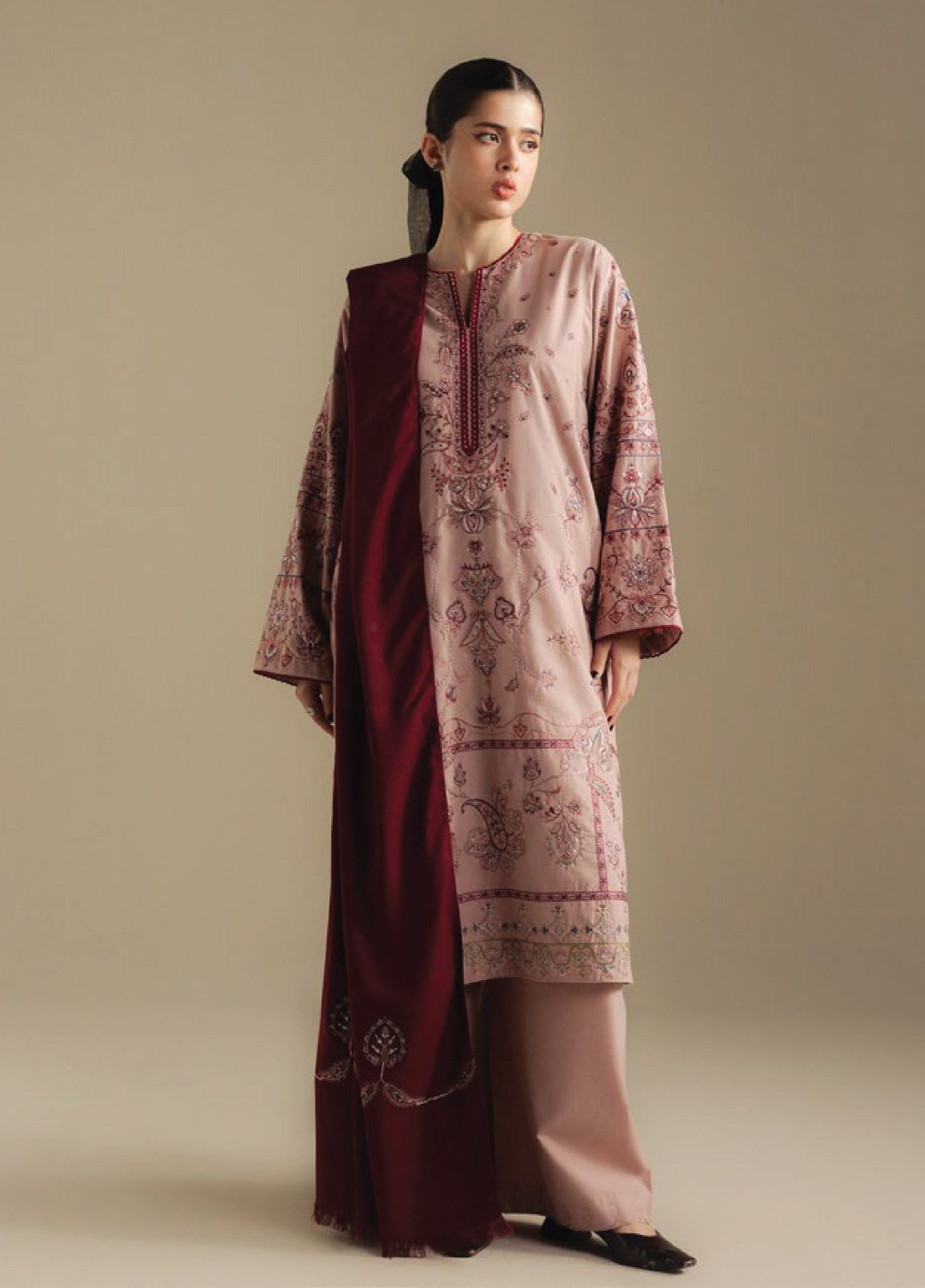 Coco by Zara Shahjahan Unstitched Winter Karandi Embroidered Suits 3 Piece CZS25WU D-06 A Bloom - Winter Collection