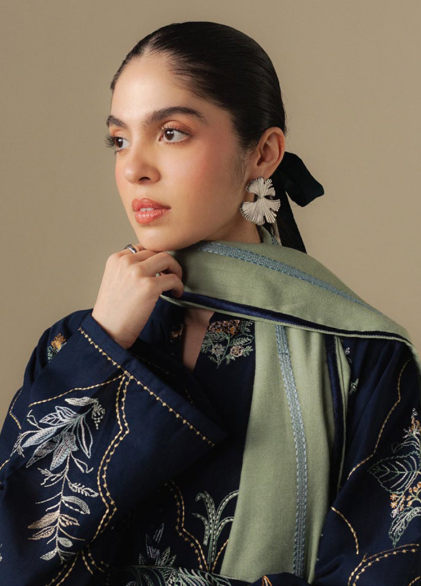 Coco by Zara Shahjahan Unstitched Winter Khaddar Embroidered Suits 3 Piece CZS25WU D-01 B Amber - Winter Collection