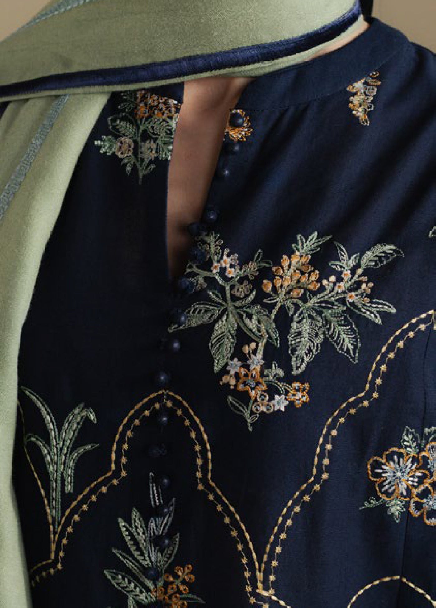 Coco by Zara Shahjahan Unstitched Winter Khaddar Embroidered Suits 3 Piece CZS25WU D-01 B Amber - Winter Collection