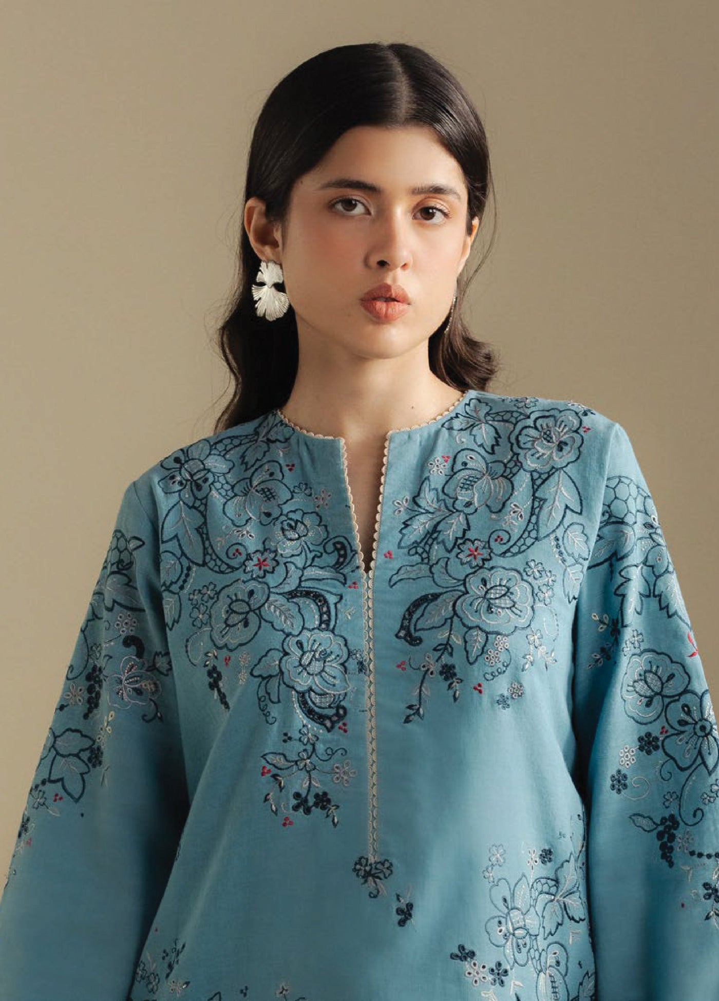 Coco by Zara Shahjahan Unstitched Winter Khaddar Embroidered Suits 3 Piece CZS25WU D-09 B Laurel - Winter Collection
