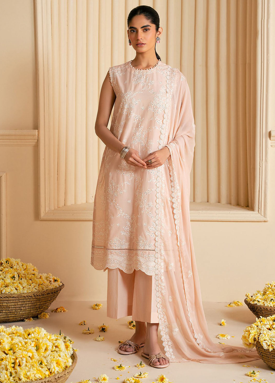 Cross Stitch Chikankari Lawn Suits Unstitched 3 Piece CS25CP Rosy Dusk