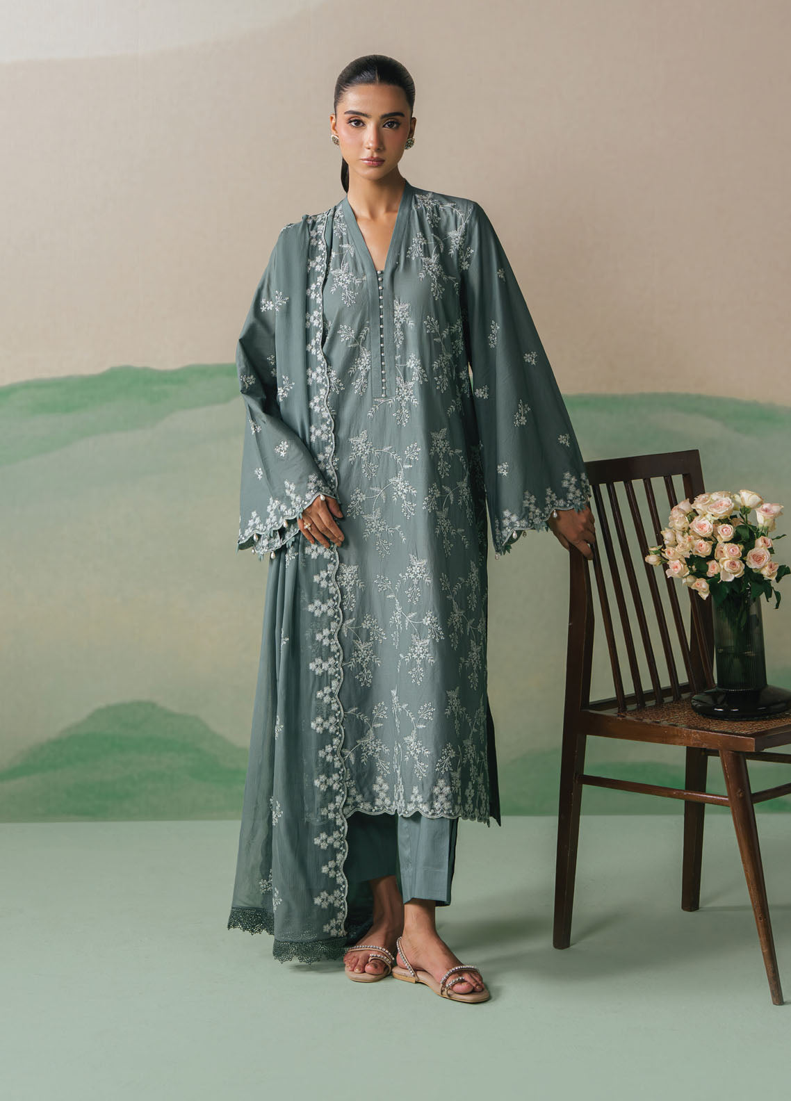 Cross Stitch Embroidered Lawn Suits Unstitched 3 Piece CS25UE D-04 Forest Serenity