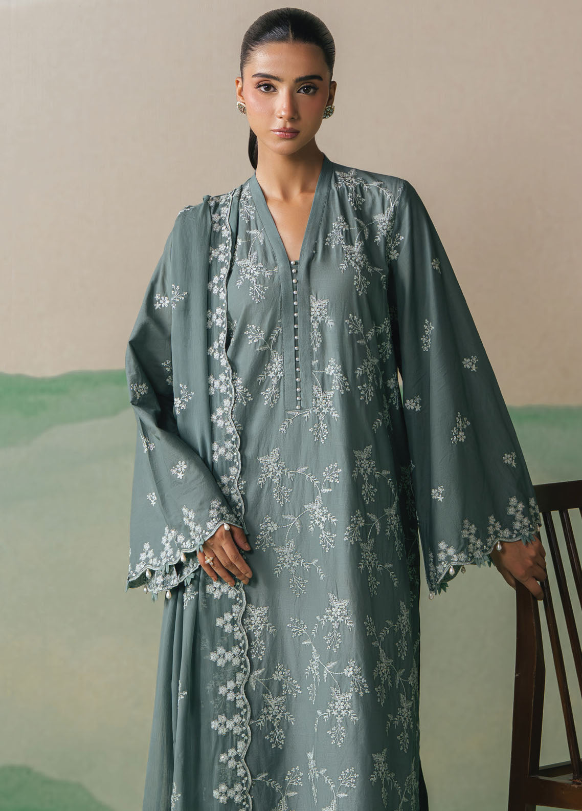 Cross Stitch Embroidered Lawn Suits Unstitched 3 Piece CS25UE D-04 Forest Serenity