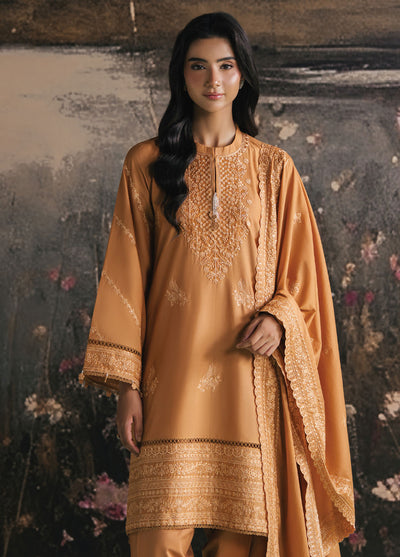 Cross Stitch Embroidered Lawn Suits Unstitched 3 Piece CS25UE D-05 Mustard Bloom