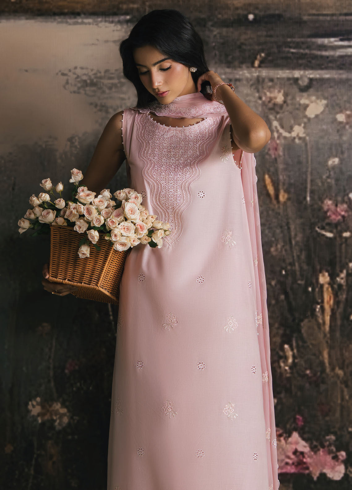 Cross Stitch Embroidered Lawn Suits Unstitched 3 Piece CS25UE D-07 Pink Blossom