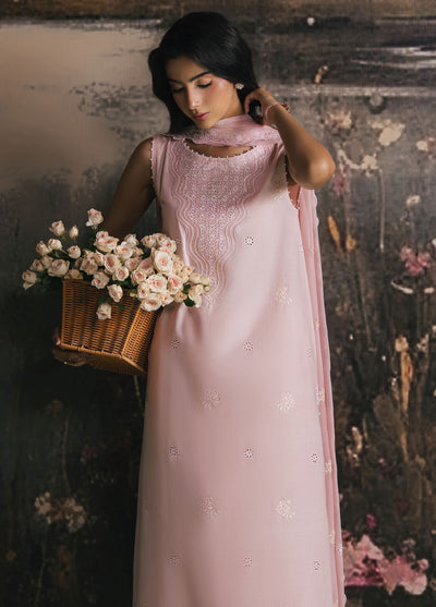 Cross Stitch Embroidered Lawn Suits Unstitched 3 Piece CS25UE D-07 Pink Blossom