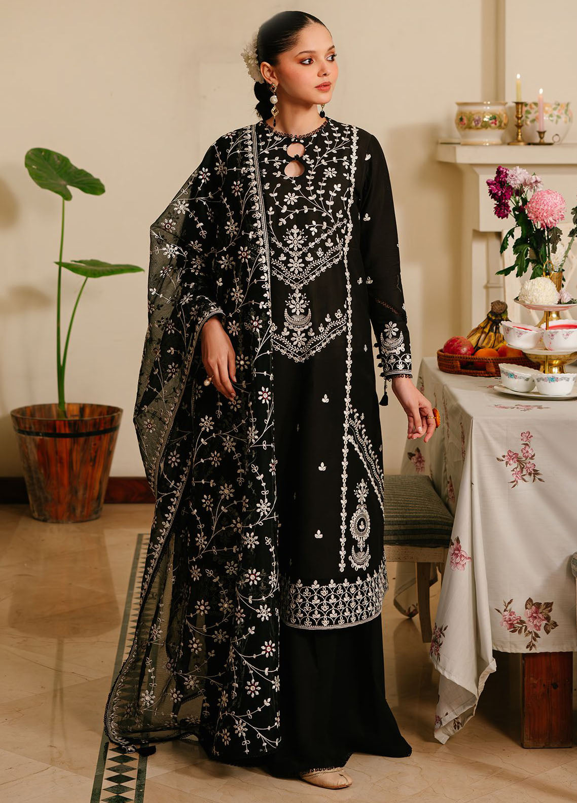 Cross Stitch Eid Lawn Unstitched Collection 2024 D-10 Noir Ornate