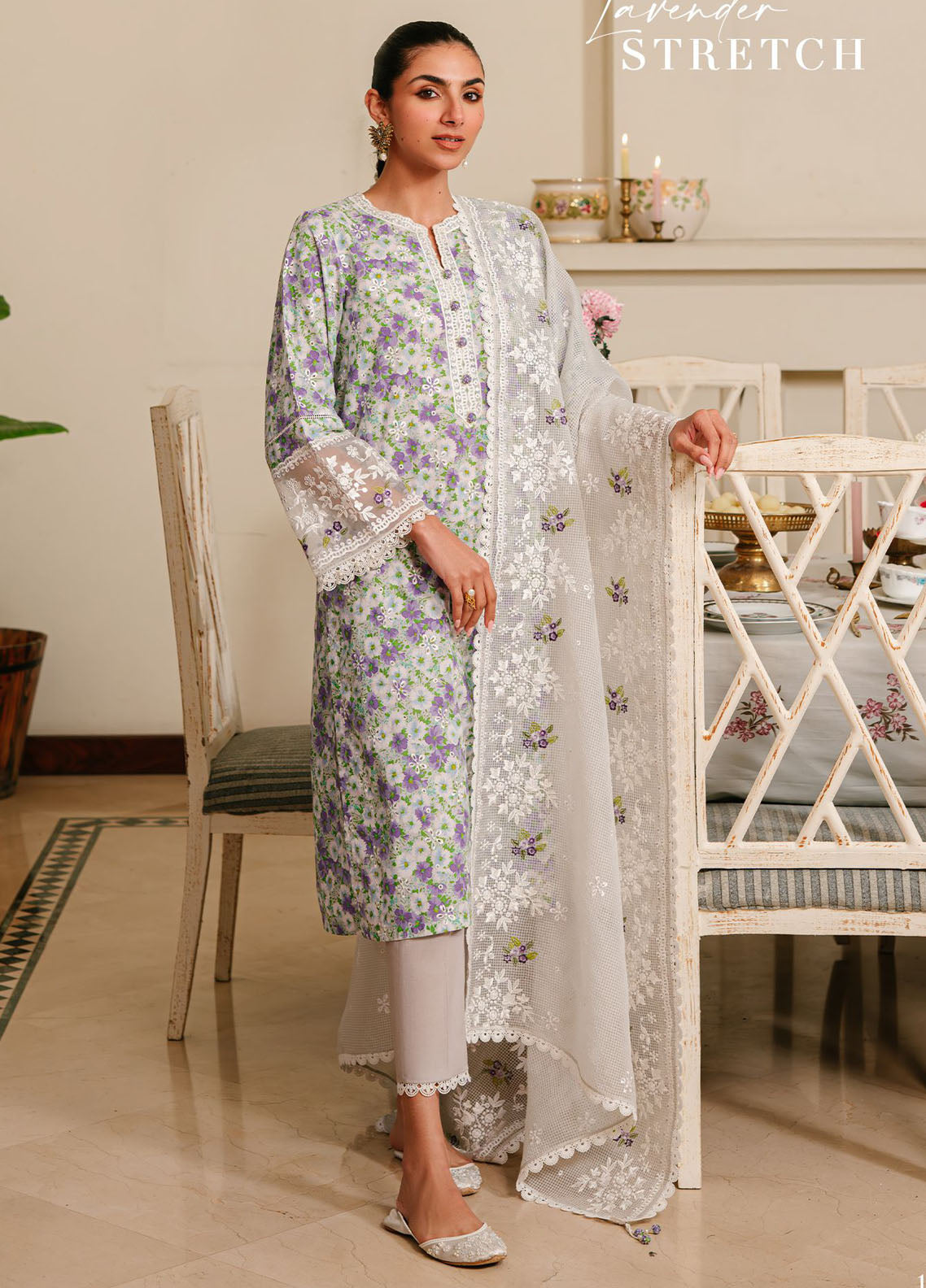 Cross Stitch Eid Lawn Unstitched Collection 2024 D-11 Lavender Stretch