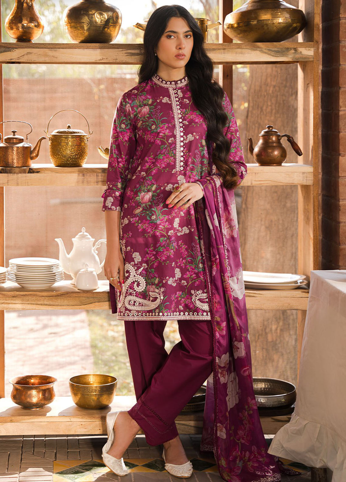 Cross Stitch Eid Lawn Unstitched Collection 2024 D-18 Iris Mauve