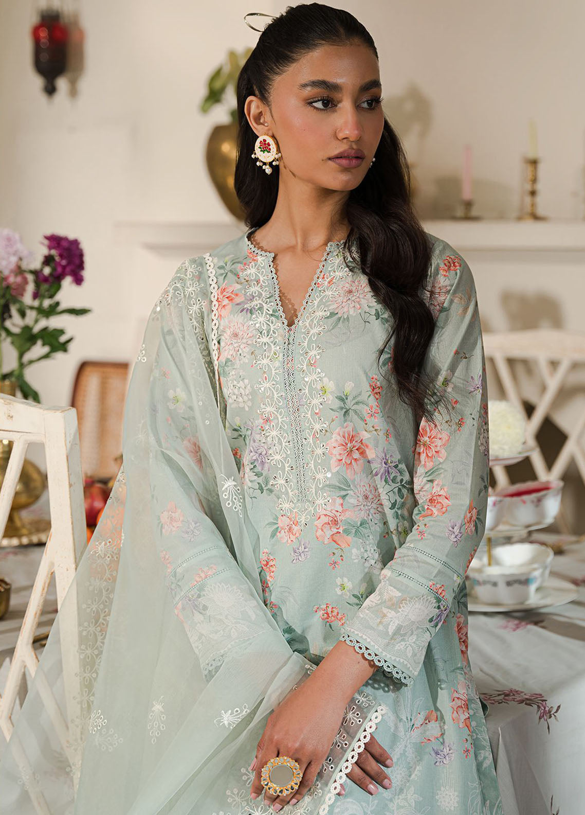 Cross Stitch Eid Lawn Unstitched Collection 2024 D-21 Pearl Floral