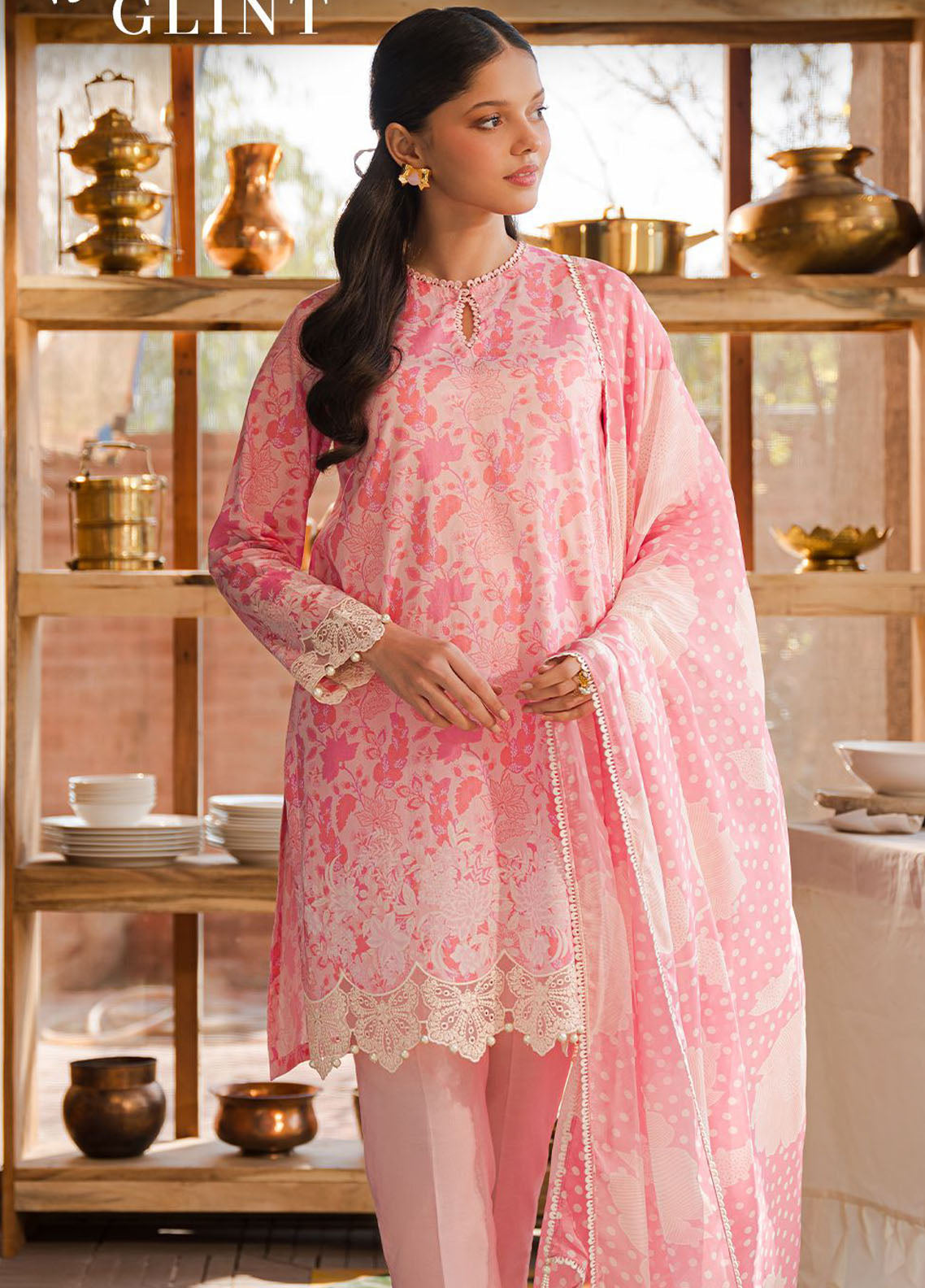 Cross Stitch Eid Lawn Unstitched Collection 2024 D-22 Rose Glint