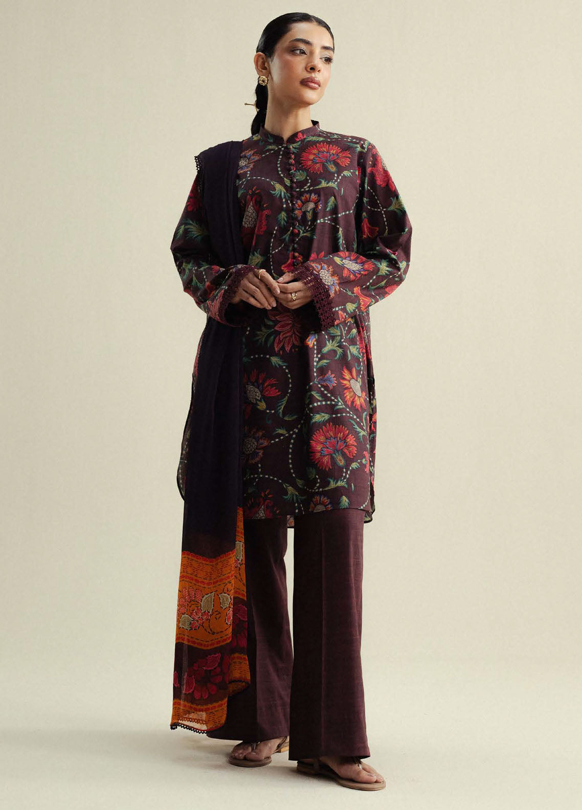 Coco by Zara Shahjahan Printed Slub Cotton Suits Unstitched 3 Piece CZS25PU D-01 A Meadow