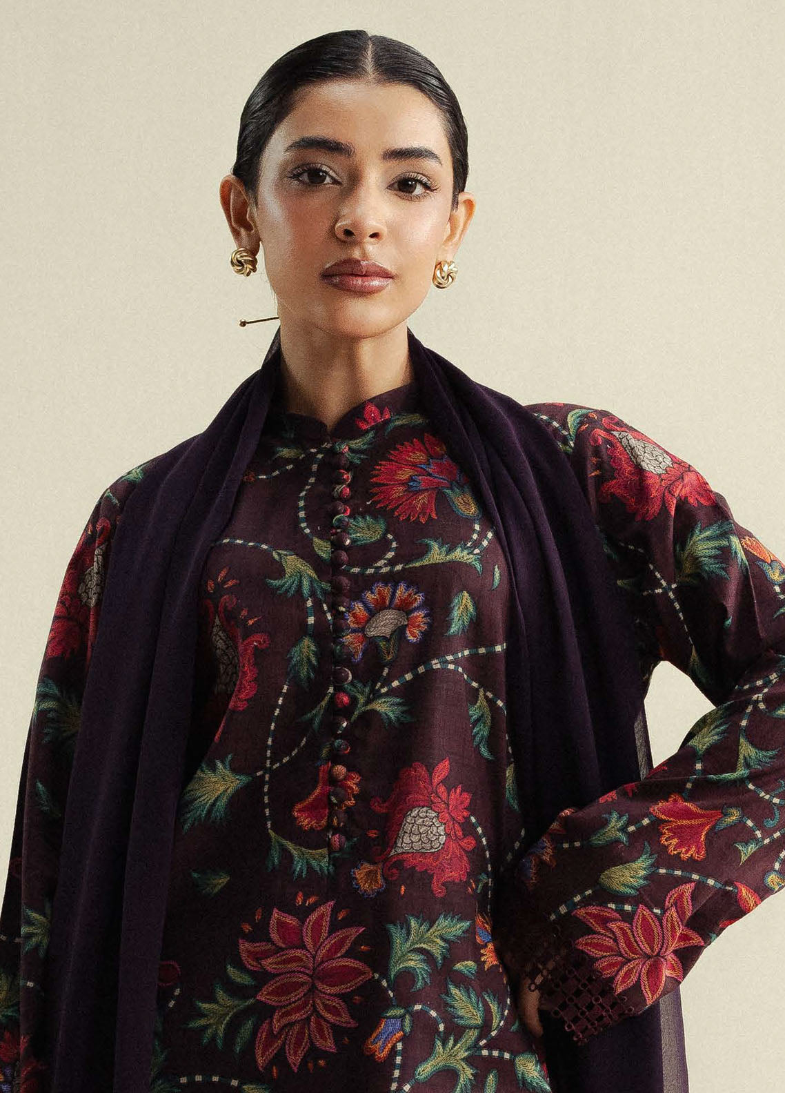 Coco by Zara Shahjahan Printed Slub Cotton Suits Unstitched 3 Piece CZS25PU D-01 A Meadow