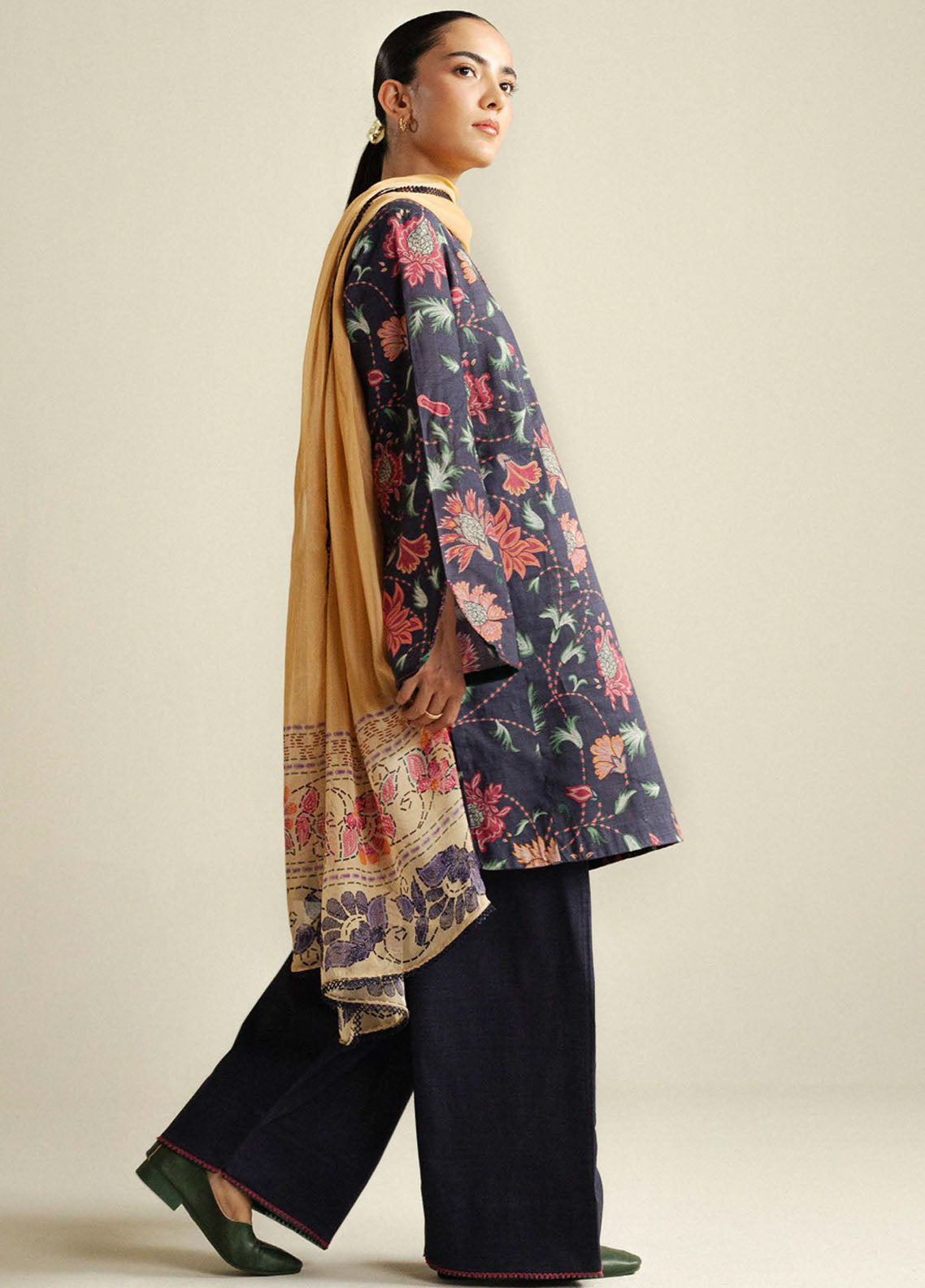 Coco by Zara Shahjahan Printed Slub Cotton Suits Unstitched 3 Piece CZS25PU D-01 B Meadow