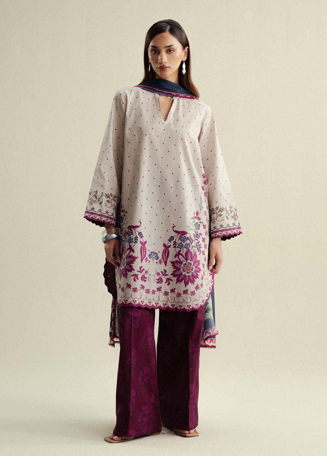 Coco by Zara Shahjahan Printed Slub Cotton Suits Unstitched 3 Piece CZS25PU D-02 A Muse