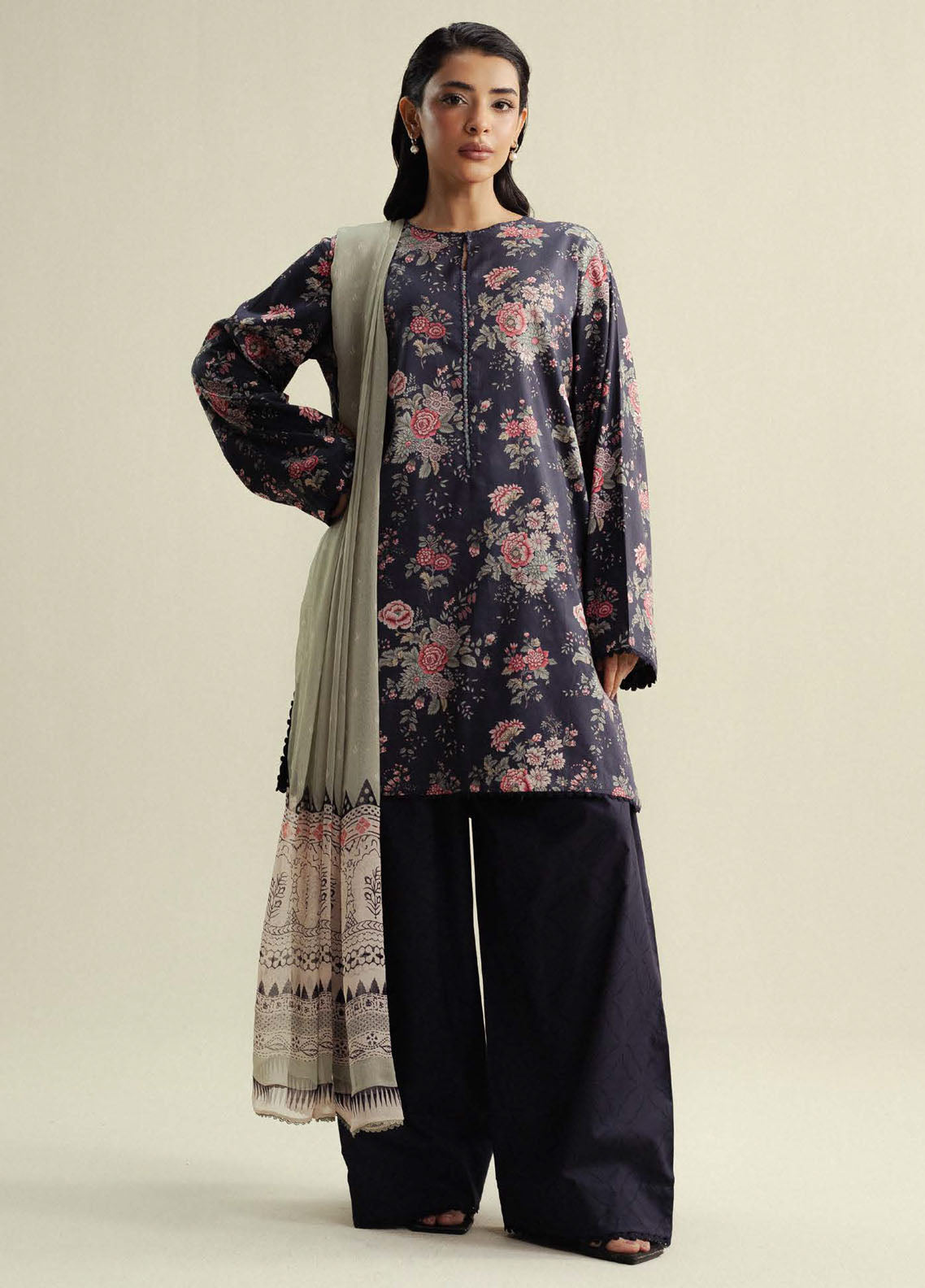 Coco by Zara Shahjahan Printed Slub Cotton Suits Unstitched 3 Piece CZS25PU D-04 A Aster