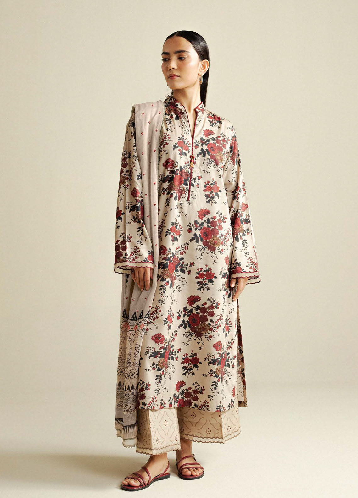 Coco by Zara Shahjahan Printed Cotton Satin Suits Unstitched 3 Piece CZS25PU D-04 B Aster