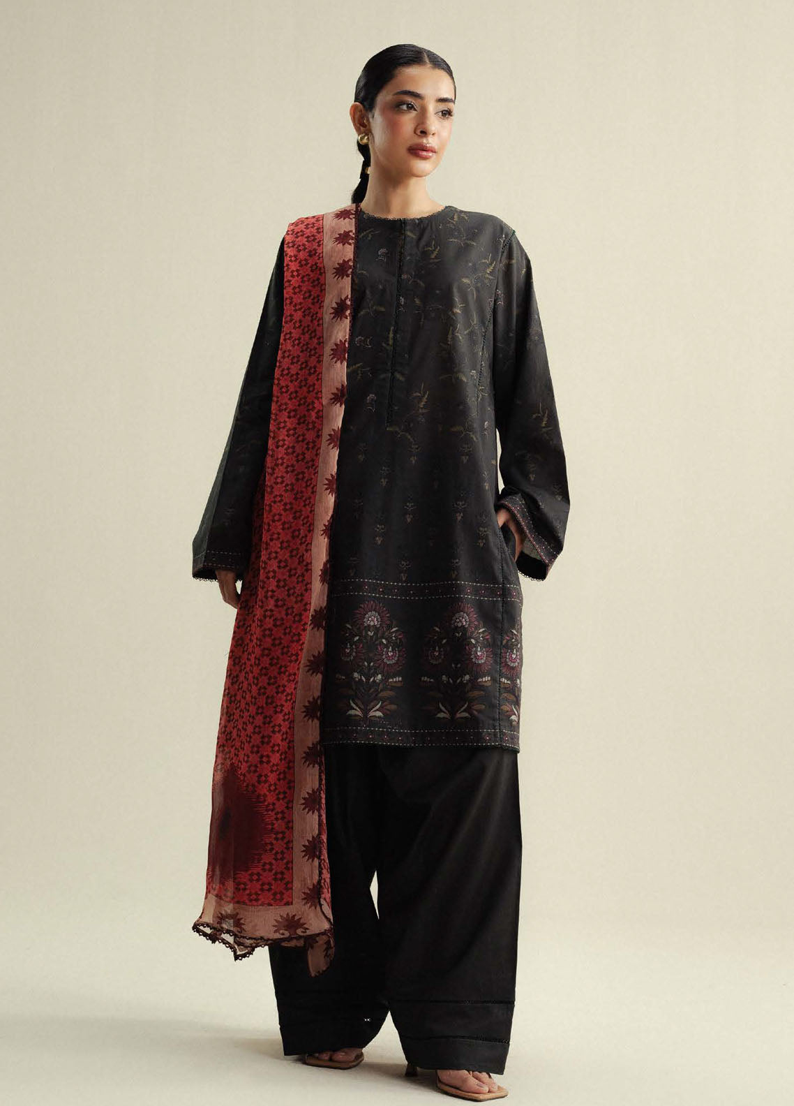 Coco by Zara Shahjahan Printed Slub Cotton Suits Unstitched 3 Piece CZS25PU D-05 A Fable