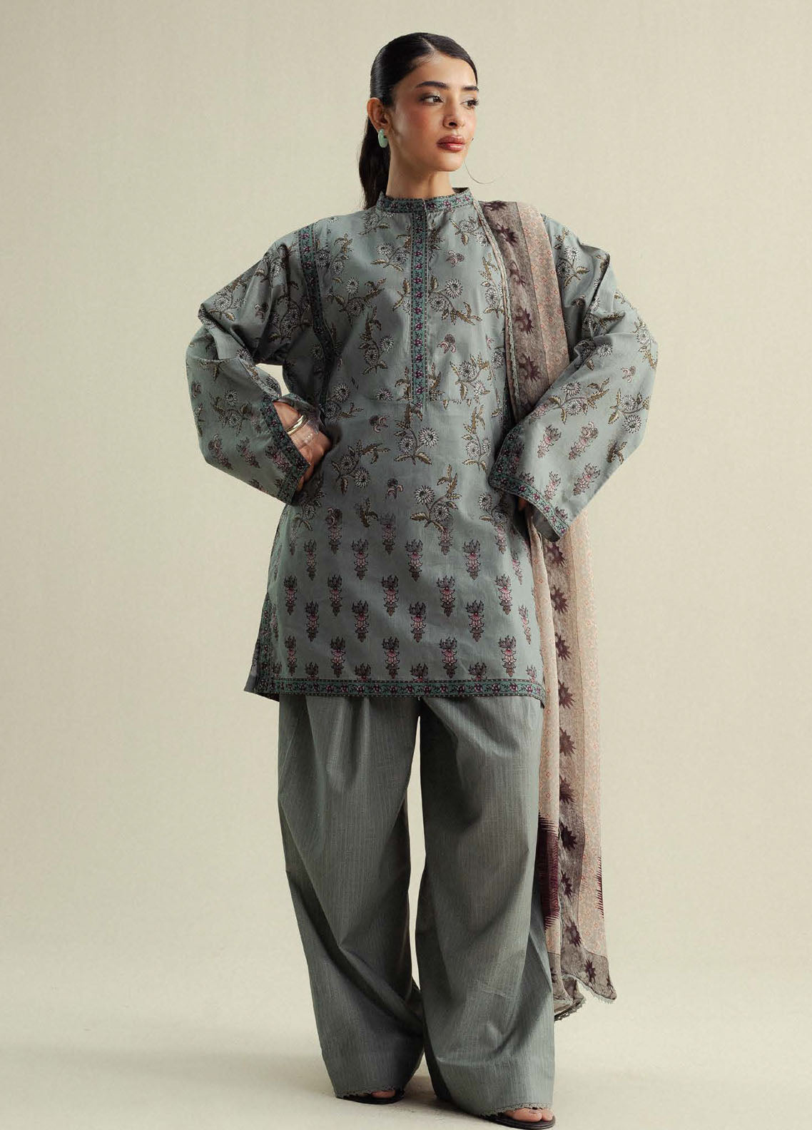 Coco by Zara Shahjahan Printed Slub Cotton Suits Unstitched 3 Piece CZS25PU D-05 B Fable